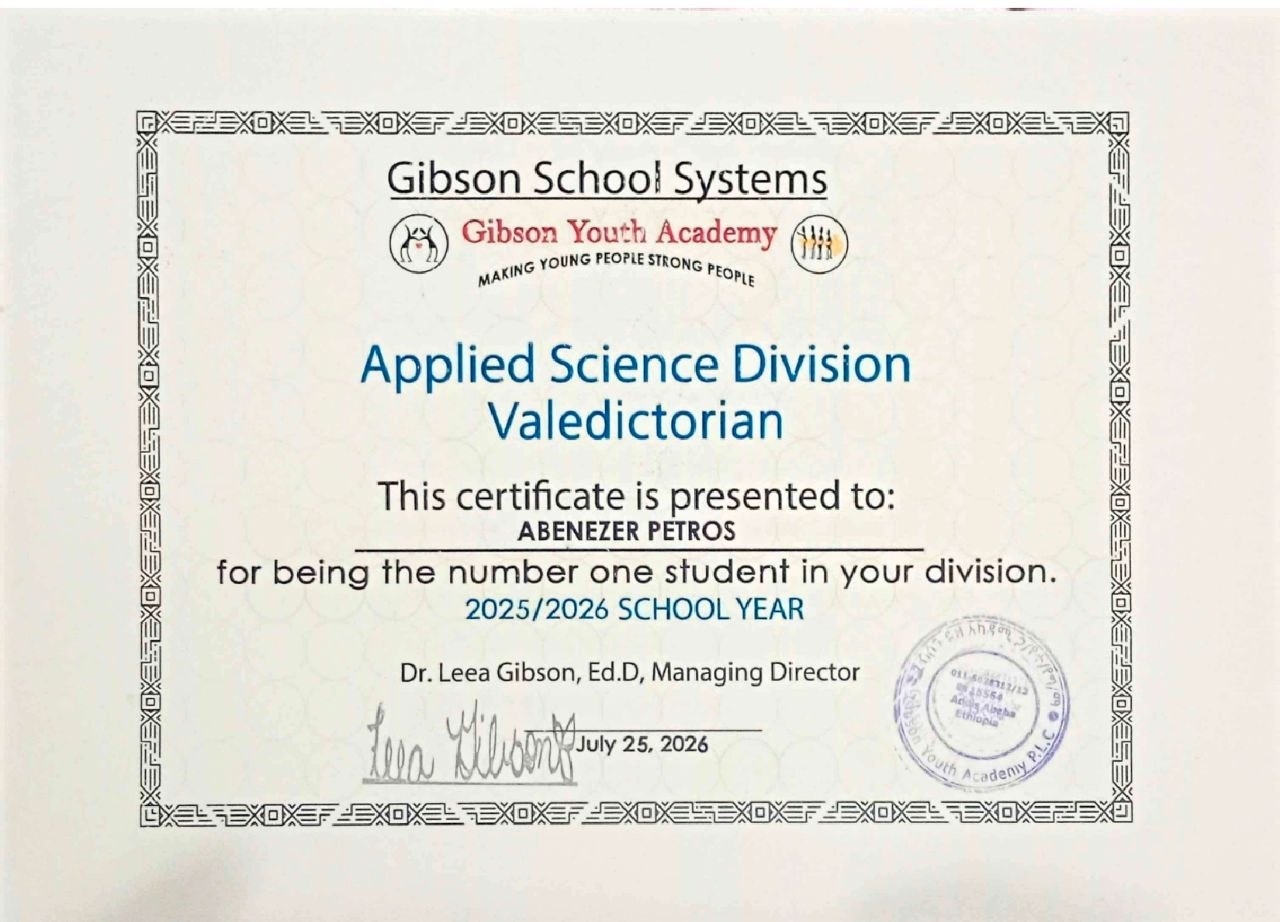 Campus Valedictorian Certificate